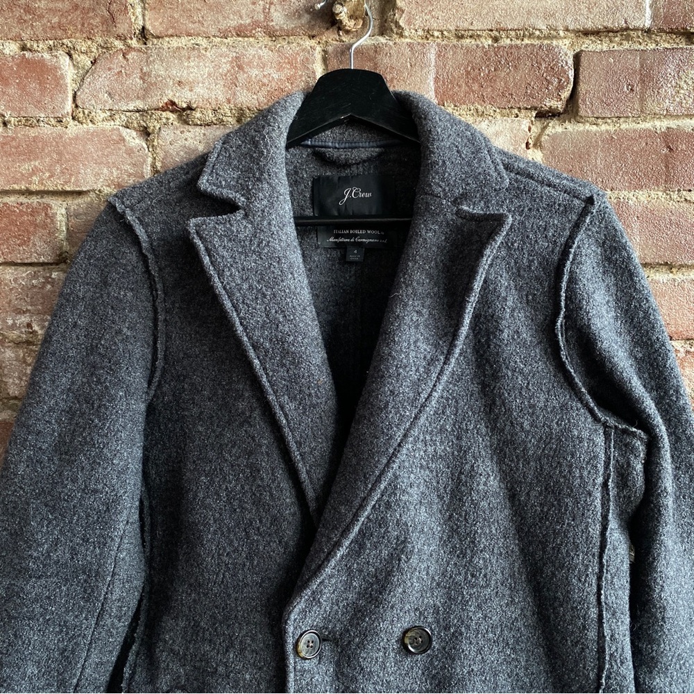 J. Crew Daphne Topcoat in Italian Boiled Wool Dark Gray Size 4 w/ Small Flaw - Picture 2 of 12